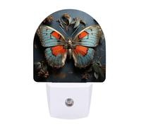 Small Nightlight Butterfly on Wooden Board Night Light Plug in Wall with Dusk to Dawn Photocell Sensor Portable Lamp Warm Night Light for Bedroom Living Room Hallway Stairs