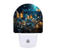 Small Nightlight Butterfly Under The Starry Night Light Plug in Wall with Dusk to Dawn Photocell Sensor Portable Lamp Warm Night Light for Bedroom Living Room Hallway Stairs