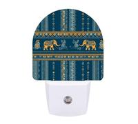 Small Nightlight Cartoon Elephant Blue Stripes Night Light Plug in Wall with Dusk to Dawn Photocell Sensor Portable Lamp Warm Night Light for Bedroom Living Room Hallway Stairs