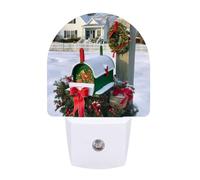 Small Nightlight Christmas Mailbox and Gifts Night Light Plug in Wall with Dusk to Dawn Photocell Sensor Portable Lamp Warm Night Light for Bedroom Living Room Hallway Stairs