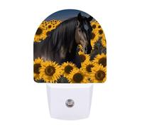 Small Nightlight Dark Horse Under The Sunflowers Night Light Plug in Wall with Dusk to Dawn Photocell Sensor Warm White Night Light for Bedroom Living Room Hallway Stairs Portable Lamp