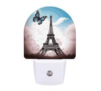 Small Nightlight Paris Tower and Butterfly Night Light Plug in Wall with Dusk to Dawn Photocell Sensor Portable Lamp Warm Night Light for Bedroom Living Room Hallway Stairs