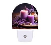 Small Nightlight Purple Lavender with Candles Night Light Plug in Wall with Dusk to Dawn Photocell Sensor Warm White Night Light for Bedroom Living Room Hallway Stairs Portable Lamp