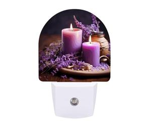 Small Nightlight Purple Lavender with Candles Night Light Plug in Wall with Dusk to Dawn Photocell Sensor Warm White Night Light for Bedroom Living Room Hallway Stairs Portable Lamp