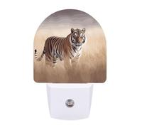 Small Nightlight Tiger Walking in The Grassland Night Light Plug in Wall with Dusk to Dawn Photocell Sensor Portable Lamp Warm Night Light for Bedroom Living Room Hallway Stairs