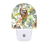Small Nightlight Watercolor Sloth Night Light Plug in Wall with Dusk to Dawn Photocell Sensor Portable Lamp Warm Night Light for Bedroom Living Room Hallway Stairs