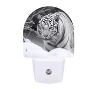 Small Nightlight White Tiger in The Snow Night Light Plug in Wall with Dusk to Dawn Photocell Sensor Portable Lamp Warm Night Light for Bedroom Living Room Hallway Stairs