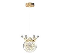 Small Nordic Indoor Home Pendant Lights den Crown Pattern den Personality Hanging Lamp LED 8W White Light/Warm Light Optional Chandelier for Living Room Bedroom Children's Room