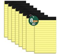 Small Notepad A7, 8 Pack College Ruled Yellow A7 Note Pads, Micro Perforated Small Pocket Notebook Mini Writing Paper Yellow Memo Pads of Lined Paper Notepads for Taking Notes and Reminders