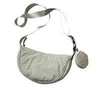 Small Nylon Half-Moon Bag Adjustable Compact Nylon Purse Shoulder