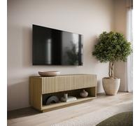 Small Oak Ribbed TV Stand with Storage - TV's up to 55 - Hazel