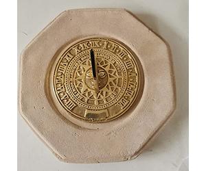 Small Octagonal Concrete Base And Sunny Hours Sundial - Cream