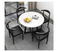 Small Office Conference Table Reception Club Table Meeting Room Dining Set Kitchen Breakfast Bar Table & 4 Chairs Black 70cm/27.6inModern Design & Versatile Use