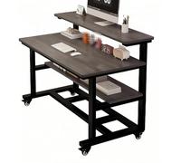 Small Office Desk and Workstation, Mobile Desk with Wheels and Shelving Unit for Office, Living Room, Home Office, Compact Side Table B,80CM