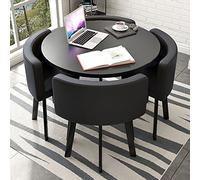 Small Office Reception Table and Chair Set, Round Negotiation Table, 80/90 cm Dining Table with 4 Chairs, Simple Kitchen and Living Room Furniture Combination