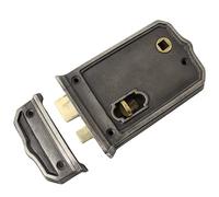 Small Old Solid Cast Iron Victorian Style Rim Door Latch Lock Antique Vintage - AB Hardware
