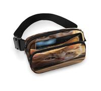 Small Orange Cat Fanny Pack Belt Bag with Adjustable Strap Fashion Waist Bag for Outdoor Sports Hiking