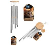 Small Orange Cat Memorial Wind Chimes for Outside Deep Tone 20.5", 6 Aluminum Tubes, Sympathy Windchimes Personalized Chimes for Outdoor Garden Patio Yard Decor, Bereavement Condolence Gift