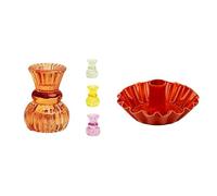 Small Orange Glass Candle Holder & Orange Scalloped Metal Holder Bundle