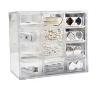 Small Organizer with Drawers 12-Grid Mini Plastic Drawers Cabinet 7.1x3.9x6.1 Inch Wall-Mountable Plastic for Office Crafts Jewelry Makeup and More