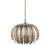 Small Ornate Silver Ceiling Pendant Light Fitting Decorative Layered Leaf Design