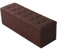 Small Ottoman Foot Rest Stool Short Foot Stools Foldable Ottoman Stool Linen Fabric Folding Storage Ottoman Thicker Foam Especially for Foot Rest 40X40X40cm,Coffee-80x40x40cm