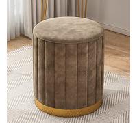 Small Ottoman Velvet Footrest Foot Stool Round Upholstered Footstool for Living Room Bedroom Modern Round Velvet Ottoman Footrest Stool,Brown