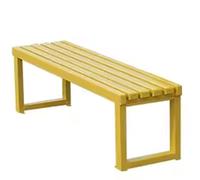 Small Outdoor Benches Weatherproof Made of Galvanized Pipe Patio Metal Park Bench Wider and Thicker Seat Side Hollow Design Can Be Connected to the Ground(Yellow,100 * 40 * 45CM)