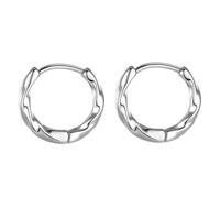 Small Oval Twisted Hoop Earrings, Silver, Hypoallergenic Earrings, Sleeping Cartilage Hoop Earrings, Lightweight Huggie Earrings for Women, Perfect as a Birthday Gift, Anniversary Gift, Valentine's