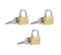 Small Padlocks 3 Pack with Keys, 20mm Brass Mini Locks for Luggage and Bags | Suitcase locks for travel bags, lockers, toolboxes and storage cases, with 2 keys each and strong hardened steel shackles