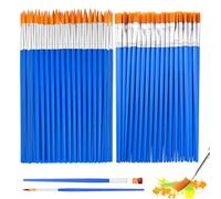 Small Paint Brushes, 100 PCS Paint Brushes Art Paintbrushes with Flat and Round Pointed Small Brush Bulk for Detail Painting