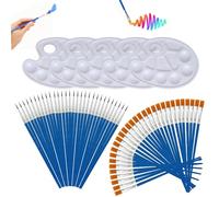 Small Paint Brushes,Flat Paint Brushes Set,Small Paint Brush Bulk 30 Pcs Flat&30 Pcs Round for Acrylic, Oil, Watercolor, Rock Painting, Drawing and Art Supplies