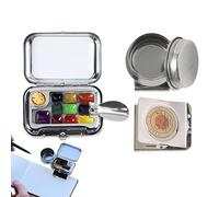 Small Paint Palette, 10 Empty Miniature Watercolour Storage Boxes with Magnetic Clip | Outdoor Paint Palette - for Travel, Hiking, Camping, Journal