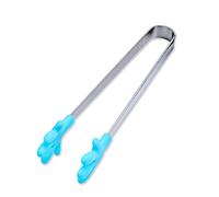 Small Palm Silicone Clip Non Slip Stainless Steel Mini Food Ice Square Suger BBQ Kitchen Tongs Blue