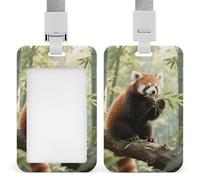 Small Panda Badge Holder Vertical ID Badge Holder with Lanyard, Durable ABS Plastic - Waterproof Name Tag for Office, Teacher& Nurses