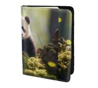 Small Panda Print 5.5 Inch Passport For Men And Women Lightweight Stylish Travel Document Wallet, Black, One Size