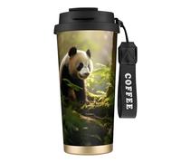 Small Panda Print Insulated Coffee Mug, 316 Stainless Steel Vacuum Travel Cup, Keep Hot And Cold