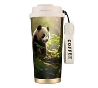 Small Panda Print Insulated Coffee Mug, 316 Stainless Steel Vacuum Travel Cup, Keep Hot And Cold