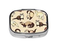 Small Panda Print Square Metal Pill Box Decorative Pill Case - Carry Your Meds in Style (Rectangular)