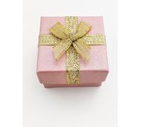 Small Paper Gift Box with Lid & Ribbon Bow - Square Jewellery Cardboard Box 4×4×2.7 cm - for a Ring or small Gifts Presents - Assorted Colours (Pink)