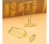Small Paperclips, Mini Document Clips for Organizing School Office Supplies, Golden Metal Wine Glass Shape Bookmarks for Stationery