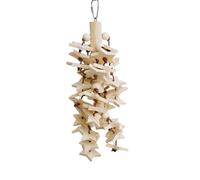 Small Parrot Toy - 31 x 10 cm Large Natural Wood Chew Set, Hanging Cage Pendant, Decorative Metal Hook, Bird Activity Accessories, Multifunctional, Relaxing Play Ornament, Nymphensi