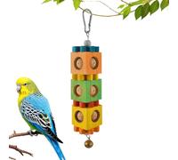 Small Parrot Toy Wooden Grinding Game Bell Hanging Accessories with Interactive Function Colorful Cage Game Units Attractive Pet Style Entertainment Tool Accessories for Parakeets Nym
