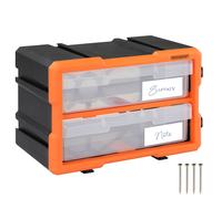 MONZANA® Transparent Storage Organiser | Stackable Small Parts Case | Plastic Tool Box | 4 XL Compartments | Removable DIY Multi Drawer | Perfect for Screws Nails & Bolts