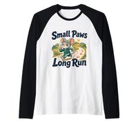 Small Paws Long Run Mouse Runner Jogging Humor Raglan Baseball Tee