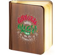 Small Personalised Wooden Folding Magnetic LED Book Lamp Featuring Celebrate Another Year and All Its Possibilities Design