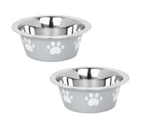 Small Pet Bowl 17cm x Pack of 2 - Grey - Featuring a Clean and Modern Design - Fits Perfectly Into Any Home Setting - is Ideal for Serving Both Food and Water to Small Animals.