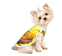 Small Pet Breathable Sleeveless Bird's Nest Golden Chicken Print T-Shirt - Lightweight Dog & Cat Outfit - Stretchy Tank Top