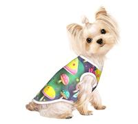 Small Pet Breathable Sleeveless Colorful Dream Mushroom Print T-Shirt - Lightweight Dog & Cat Outfit - Stretchy Tank Top