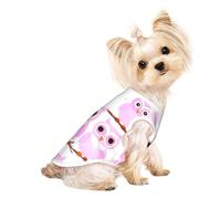 Small Pet Breathable Sleeveless Cute owl Print T-Shirt - Lightweight Dog & Cat Outfit - Stretchy Tank Top